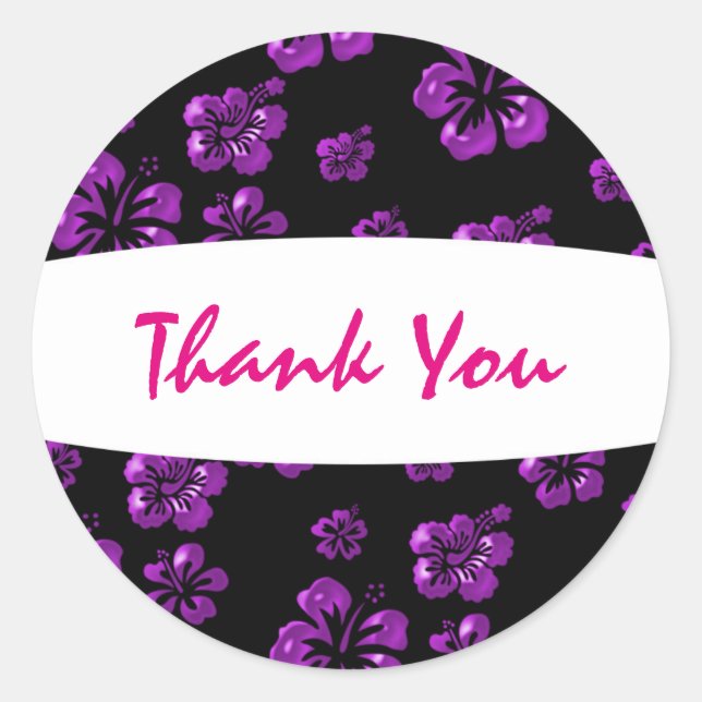 Sticker floral Tropical violet noir Hibiscus (Devant)