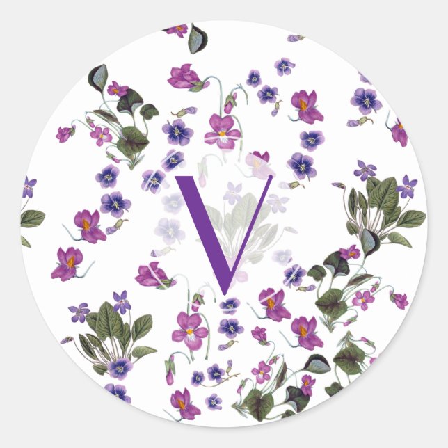 Sticker floral violet personnalisé (Devant)