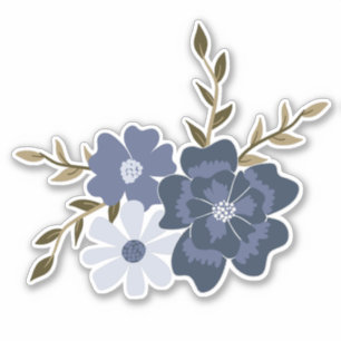 Sticker Flore de vigne bleu simple Botanique