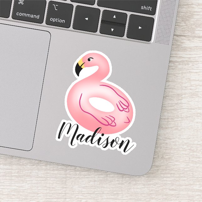 Sticker Flotte du pool de Flamants roses de nom personnali (Détail)