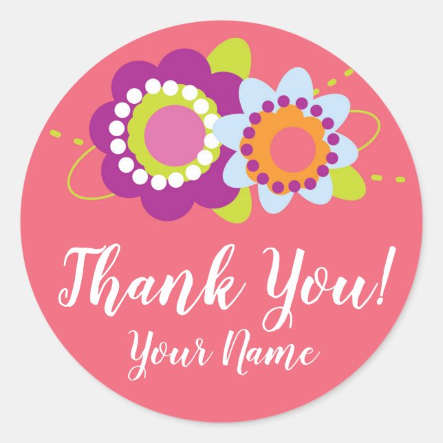 Sticker Flower Merci personnalisé (Devant)