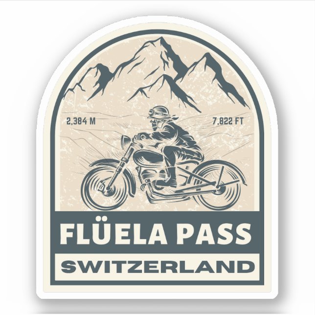 Sticker Flüela Pass VTT suisse alpes (Devant)