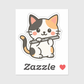 Sticker Flute Calico Cat Wind Melody