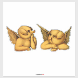 Sticker Flying Angel Pigs with wings Imaginaire Animaux Ar