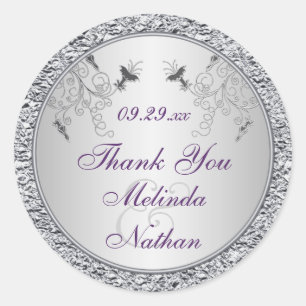 Sticker Foil Mariage Foil Argent Violet Faveur