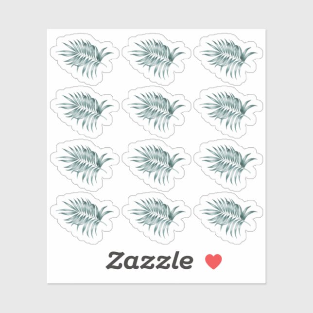 Sticker Foliage Tropical Feuille de palme Verdure Aquarell (Feuille)