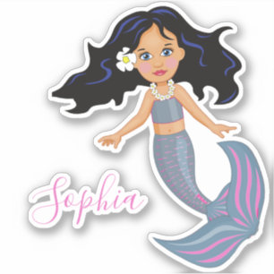 Sticker Foncé Haired Sirène rose mignonne personnelle stat