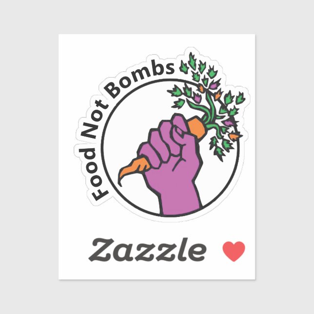 Sticker Food Not Bombs logo with text (Feuille)