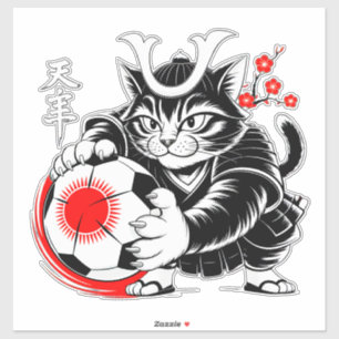 Sticker Football Artistique de Chat Samouraï pour Ordinate