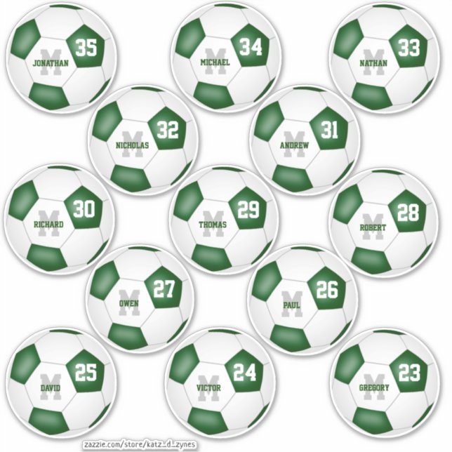 Sticker football blanc vert 13 personnalisées individuelle (Devant)