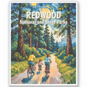 Sticker Forêt de séquoias à texte personnalisé Famille cyc