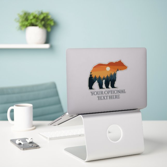 Sticker Forêt d'ours de texte personnalisé (Ordinateur portable sur le bureau)