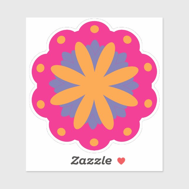Sticker formes de cercle floral coloré (Feuille)