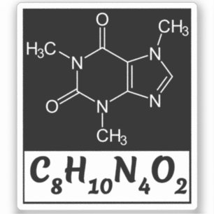 Sticker Formule moléculaire de la caféine - Café noir 