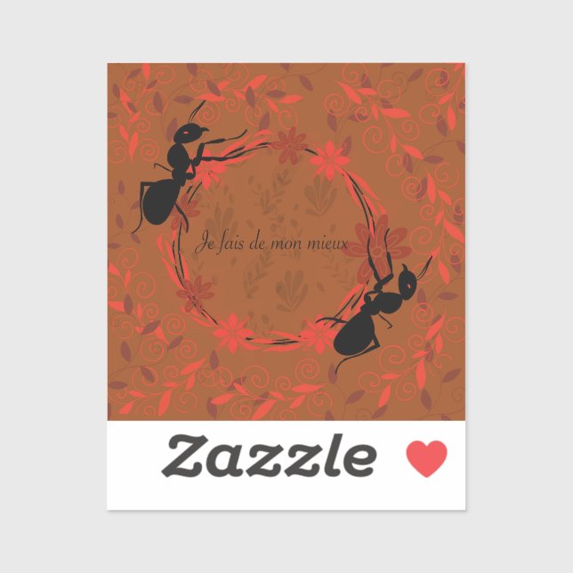 Sticker fourmi, affirmation positive, expression inspirant (Feuille)