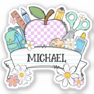 Sticker Fournitures de retour à l'école personnalisées ave
