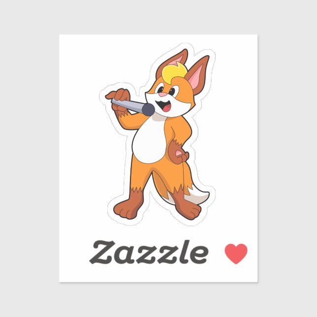 Sticker Fox as Singer with Microphone (Feuille)