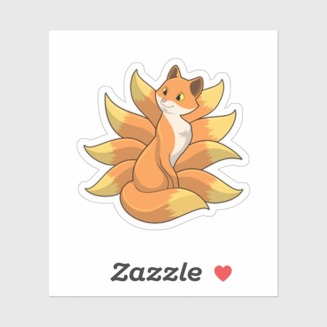 Sticker Fox avec 9 queues Fox (Feuille)