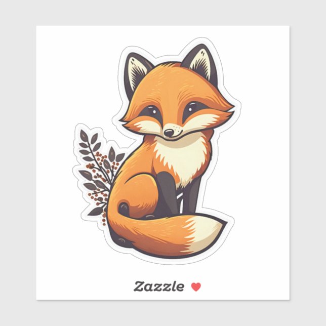 Sticker Fox cute little animal (Feuille)