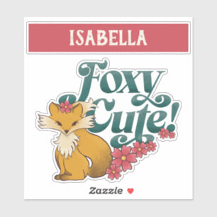 Sticker Foxy Cute avec Fleurs