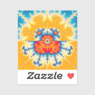Sticker Fractal Mandelbrot jaune et bleu