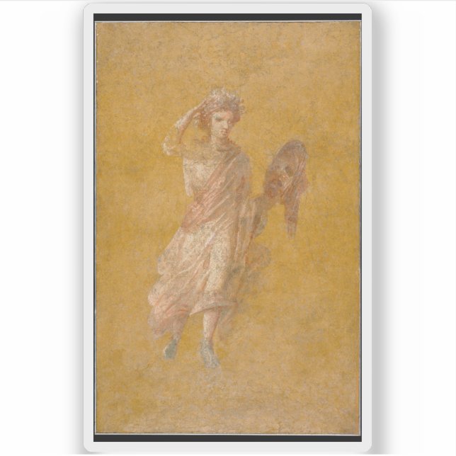 Sticker Fragment d'un panneau de Fresque Jaune avec Muse (Devant)