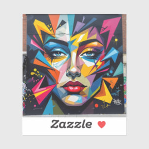 Sticker Fragments d'identité – Portrait abstrait carré