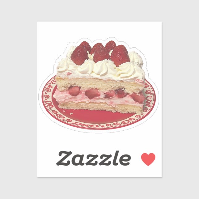 Sticker Framboise à gâteau court aux fraises à la crème éc (Feuille)