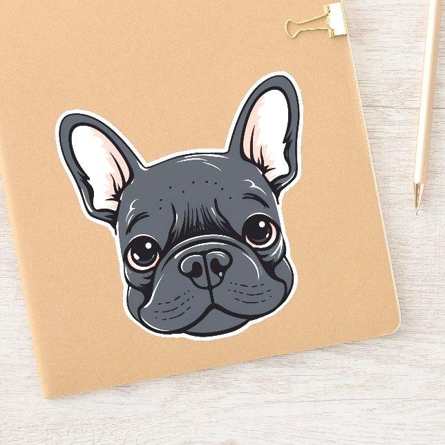 Sticker Français Bulldog mignon Français Chiot coquelicot  (Carnet)