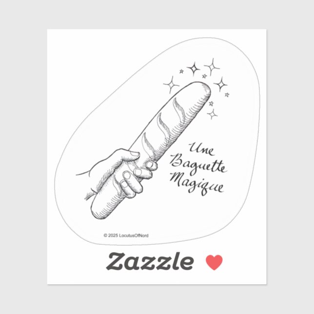 Sticker français Punny "Une Baguette Magique" (Feuille)