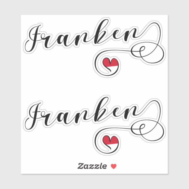 Sticker Franken, Franconia Drapeau Coeur, Franconien (Feuille)