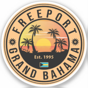 Sticker Freeport Bahamas Retro Sunset Souvenirs 60s