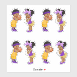 Sticker Freethrows ou Bows Purple Gold Basketball fille ga