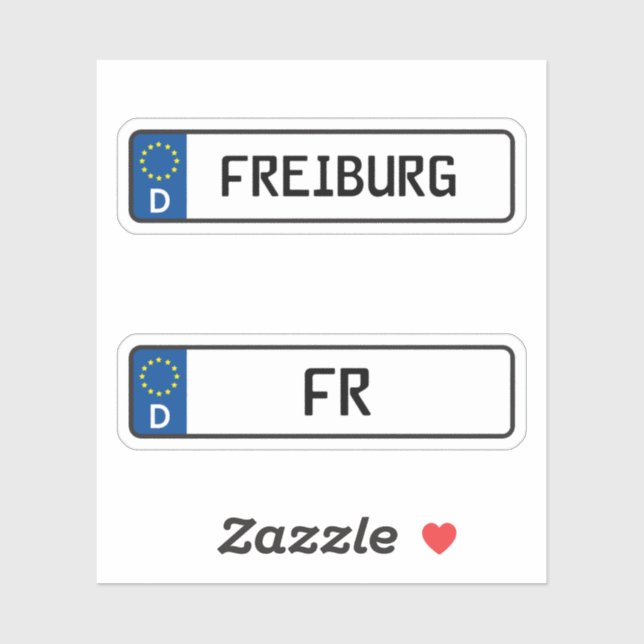 Sticker Freiburg kennzeichen, Plaque allemande d'immatricu (Feuille)