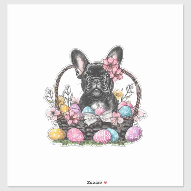 Sticker Frenchie Chien de Pâques Frenchie Chien Œufs Dessi (Feuille)