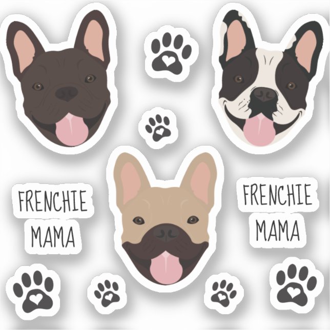 Sticker Frenchie Mama Empreinte de patte français des Bull (Recto)