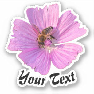 Sticker Fréquente abeille sur pétales de fleurs roses péri