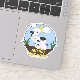 Sticker Friends Not Food - Vache mignonne, porc et poulet