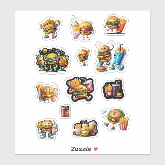 Sticker Frites au fromage Boire Milkshake (Feuille)