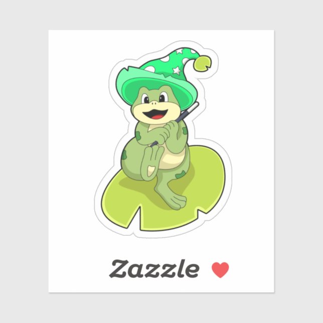Sticker Frog as Wizard with Magic wand (Feuille)