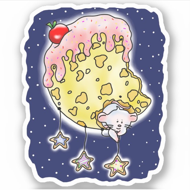 Sticker Fromage Lune & Souris Suspendre le sucre Cookie St (Devant)