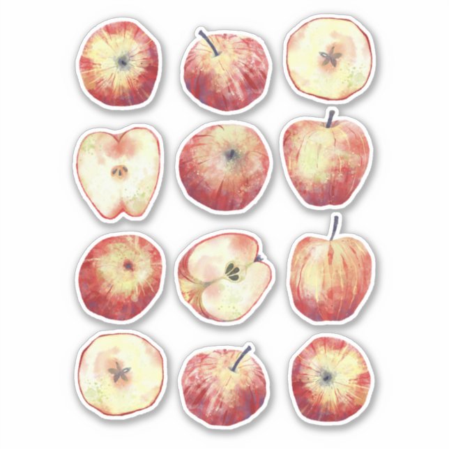 Sticker Fruit d'aquarelle de pomme (Devant)