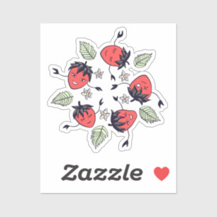 Sticker Fruit Kawaii à la fraise mûre