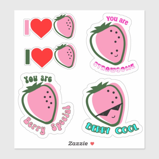 Sticker Fun de fraise Cool Extraordinaire Awesome (Feuille)