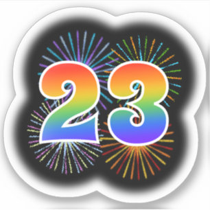 Sticker Fun Fireworks + Rainbow Motif "23" N° d'événement