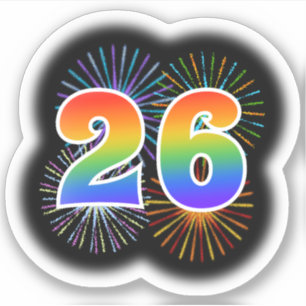 Sticker Fun Fireworks + Rainbow Motif "26" N° d'événement