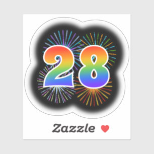 Sticker Fun Fireworks + Rainbow Motif "28" N° d'événement