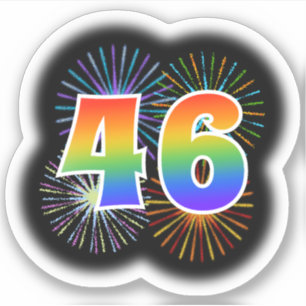 Sticker Fun Fireworks + Rainbow Motif "46" N° d'événement
