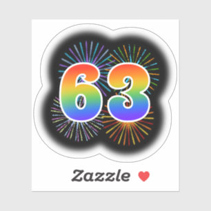 Sticker Fun Fireworks + Rainbow Motif "63" N° d'événement