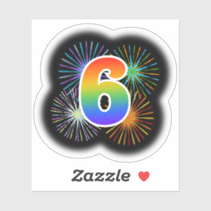 Sticker Fun Fireworks + Rainbow Motif "6" N° d'événemen